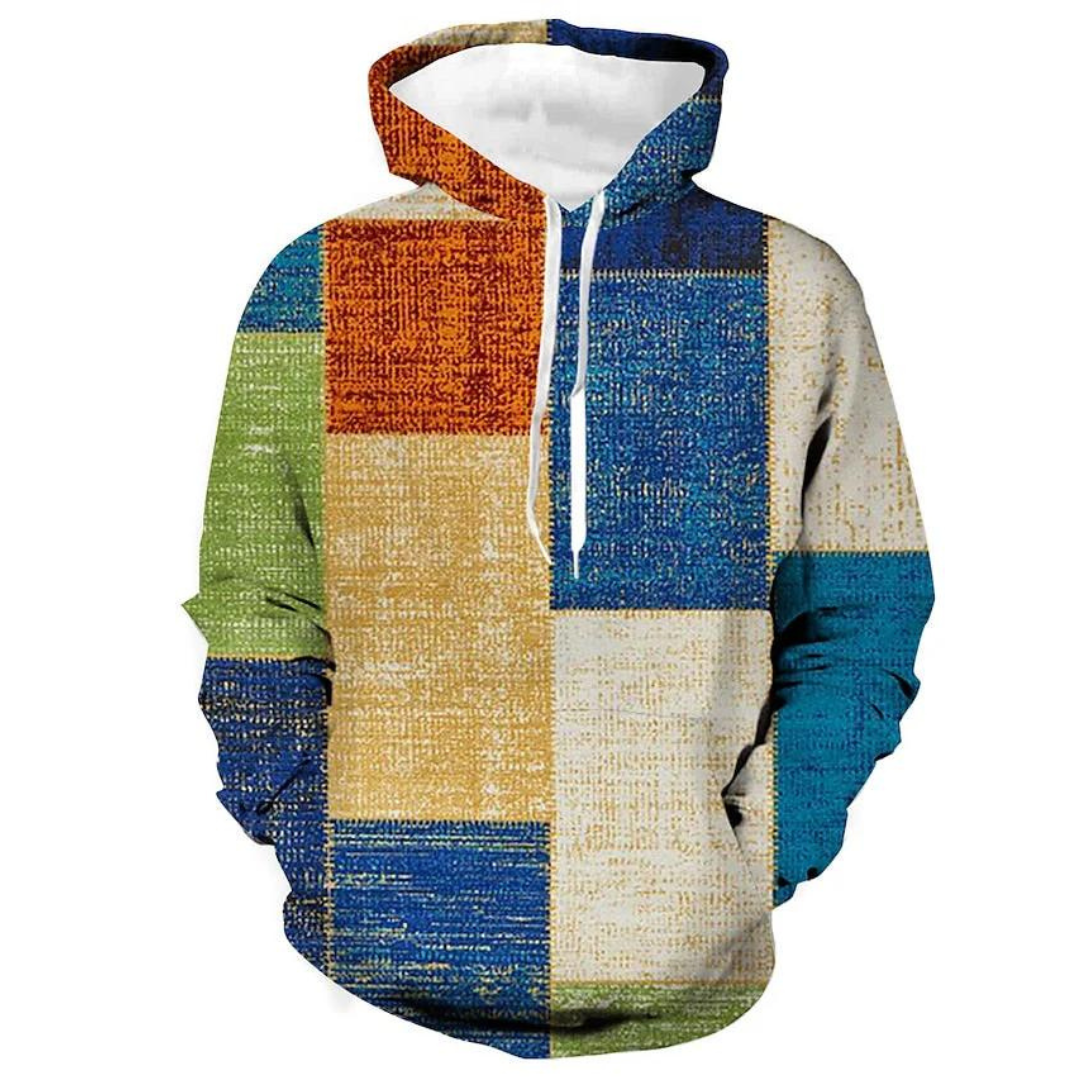 Sam - Heren Hoodie met Abstracte Print en Capuchon