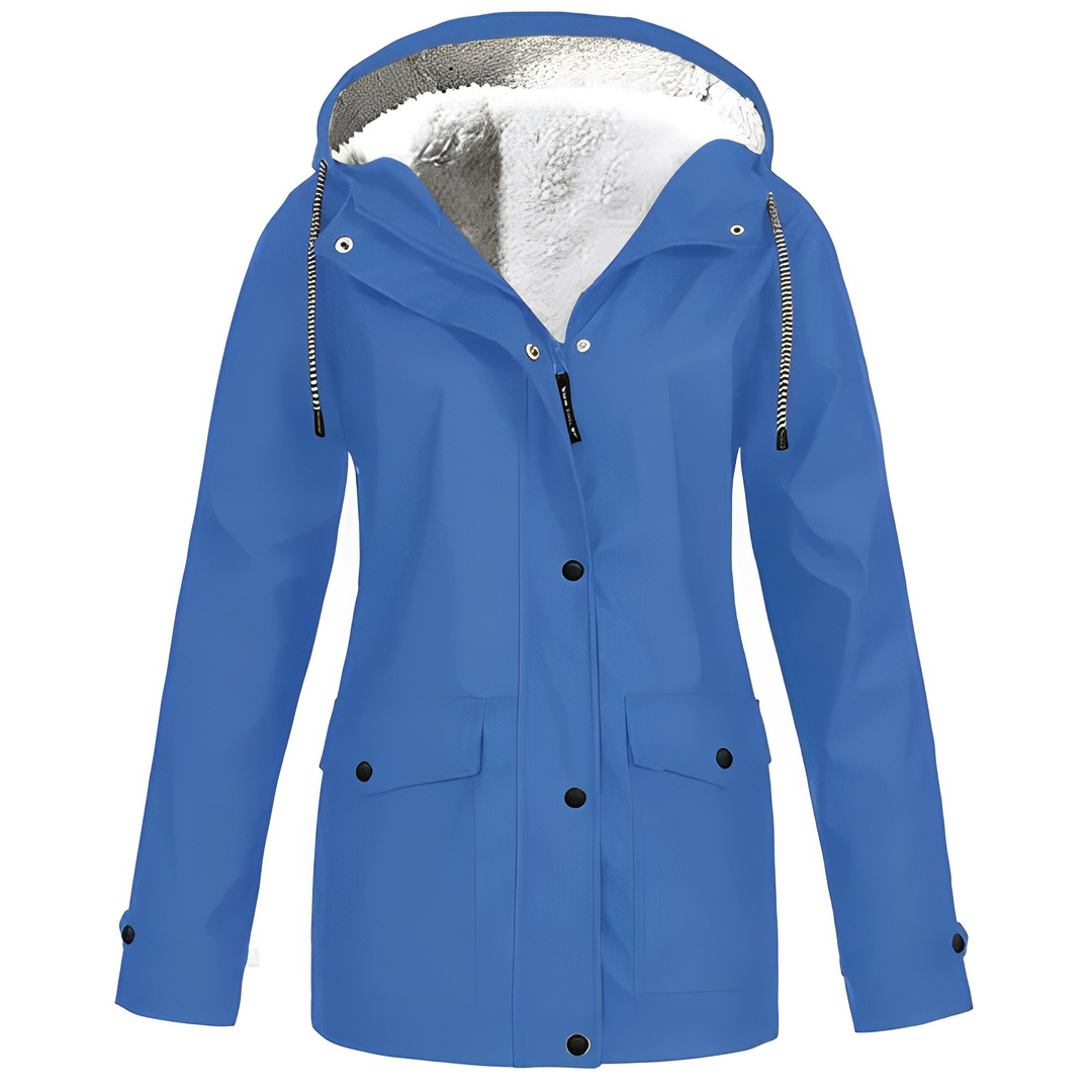 Lara - Waterdichte Dames Regenjas met Fleece Voering en Capuchon