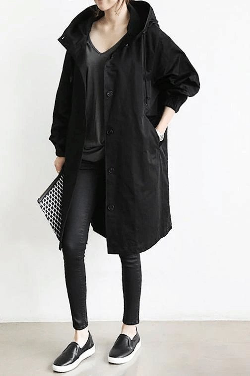 Lena - Stijlvolle Oversized - Jas met Knoopsluiting en Lange Mouwen