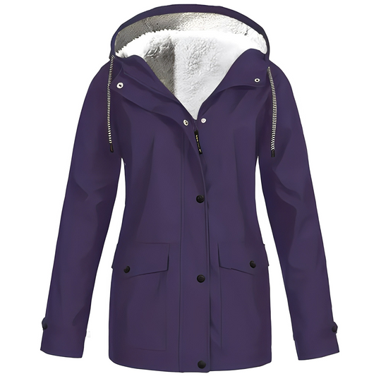 Lara - Waterdichte Dames Regenjas met Fleece Voering en Capuchon