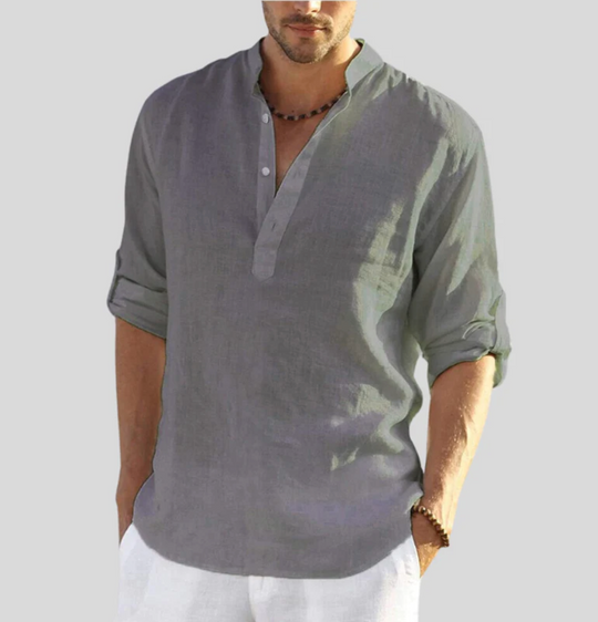 Lars - Linnen Casual Henley Shirt