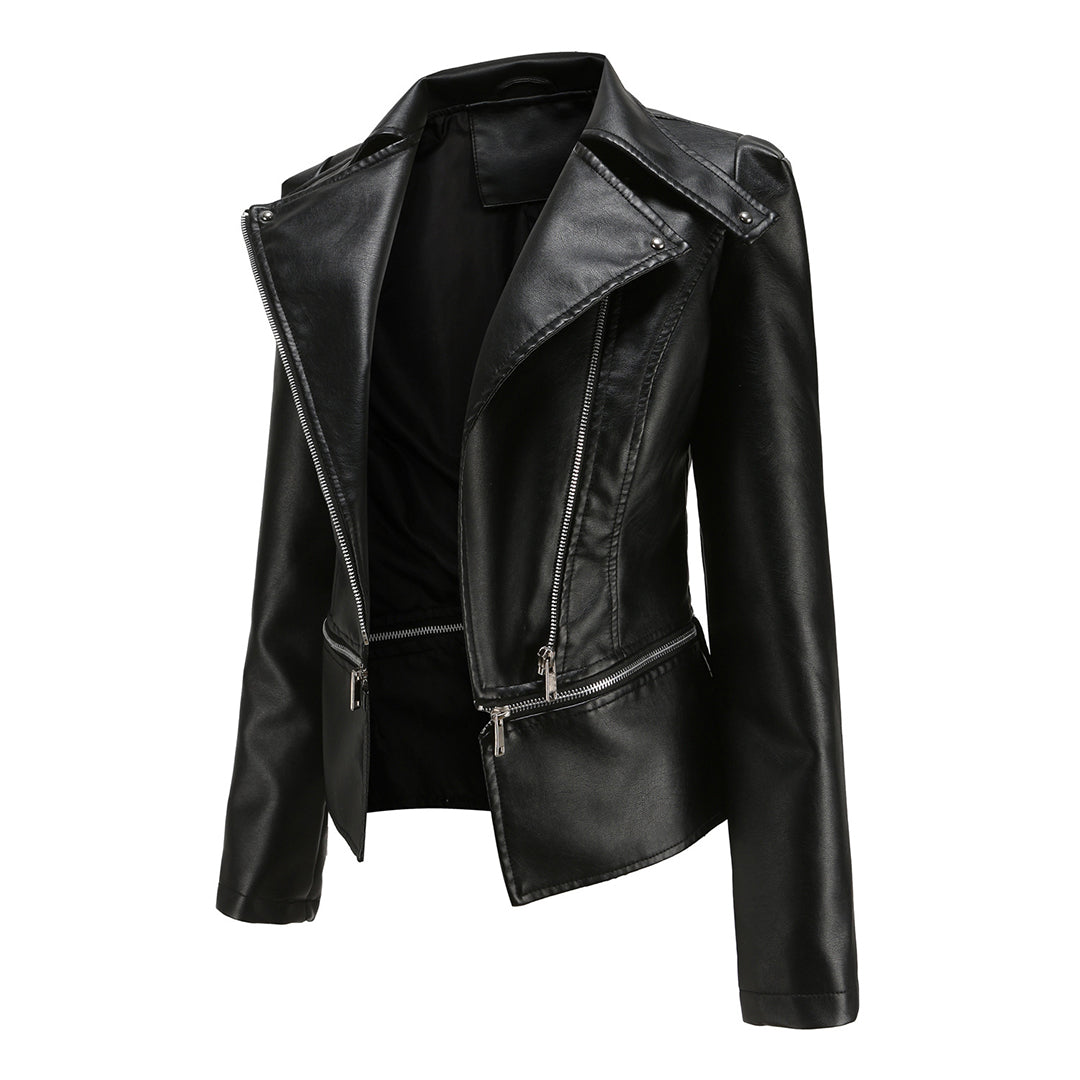 Zara - Elegant Leather Biker Jacket for Lady