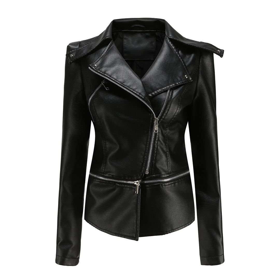 Zara - Elegant Leather Biker Jacket for Lady