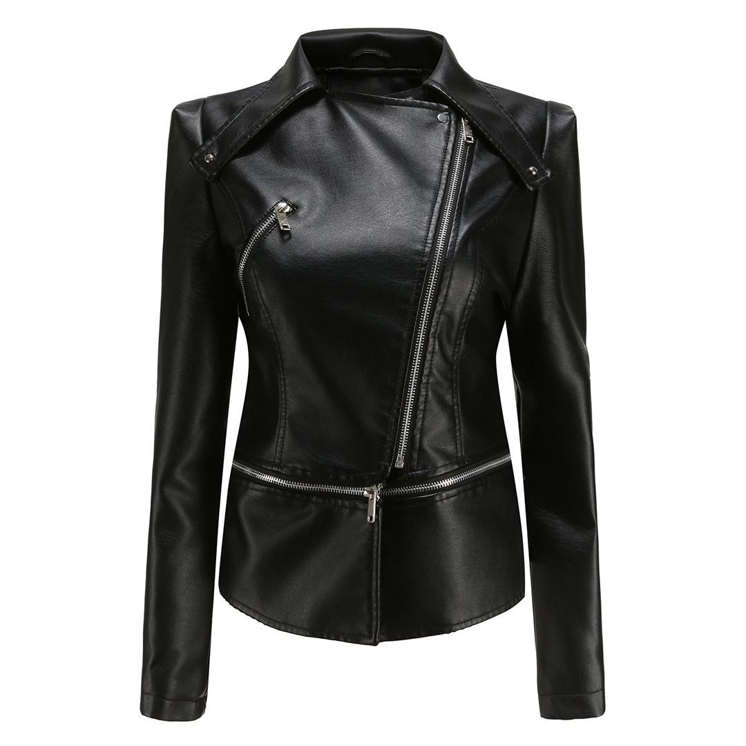 Zara - Elegant Leather Biker Jacket for Lady