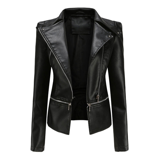 Zara - Elegant Leather Biker Jacket for Lady