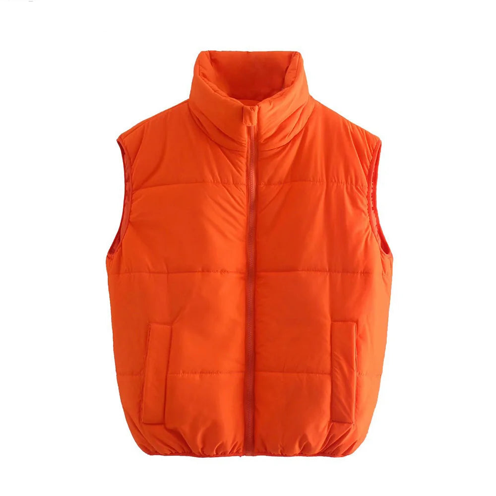 Elina | Gewatteerde mouwloze damesbodywarmer | Oranje