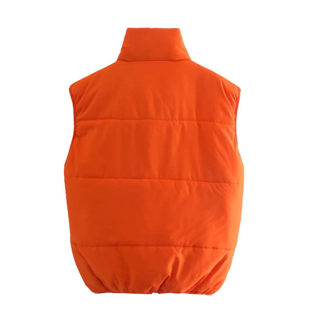 Elina | Gewatteerde mouwloze damesbodywarmer | Oranje