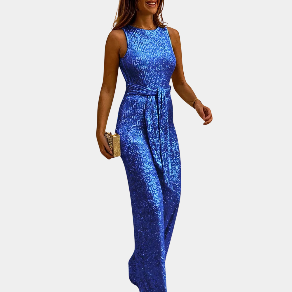 Elise Vrouwelijke elegante jumpsuit met een mouwloos ontwerp en een getailleerde pasvorm. Deze overall is perfect voor een chique en modieuze uitstraling, ideaal voor zowel casual als formele gelegenheden.