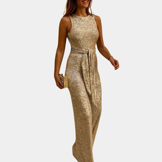 Elise Vrouwelijke elegante jumpsuit met een mouwloos ontwerp en een getailleerde pasvorm. Deze overall is perfect voor een chique en modieuze uitstraling, ideaal voor zowel casual als formele gelegenheden.