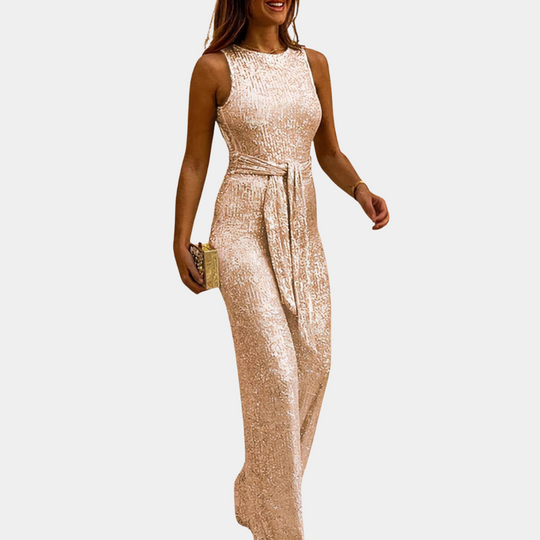 Elise Vrouwelijke elegante jumpsuit met een mouwloos ontwerp en een getailleerde pasvorm. Deze overall is perfect voor een chique en modieuze uitstraling, ideaal voor zowel casual als formele gelegenheden.