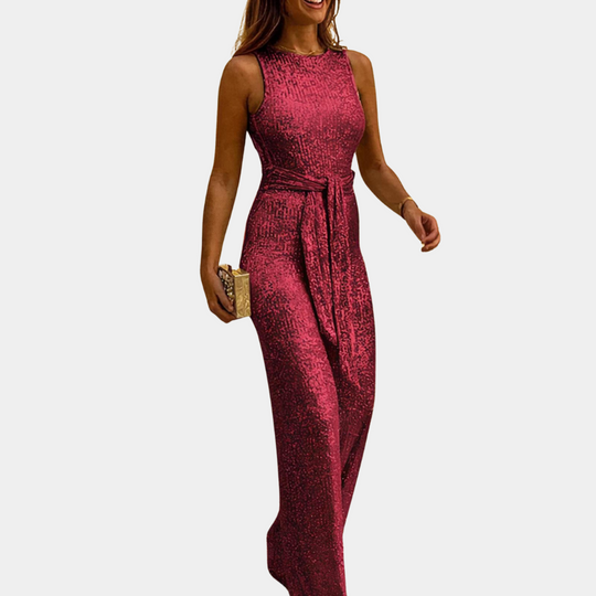 Elise Vrouwelijke elegante jumpsuit met een mouwloos ontwerp en een getailleerde pasvorm. Deze overall is perfect voor een chique en modieuze uitstraling, ideaal voor zowel casual als formele gelegenheden.