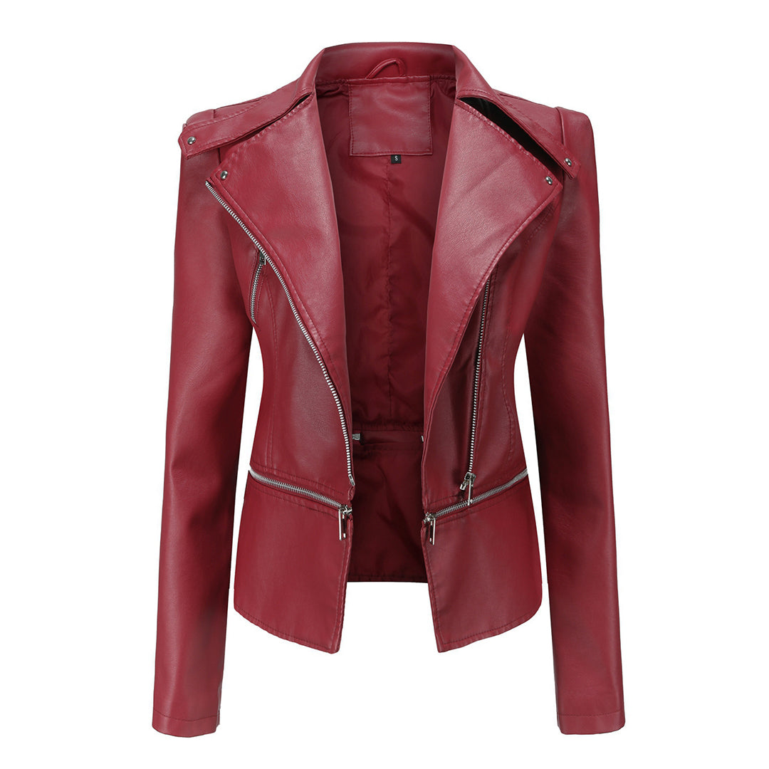 Zara - Elegant Leather Biker Jacket for Lady