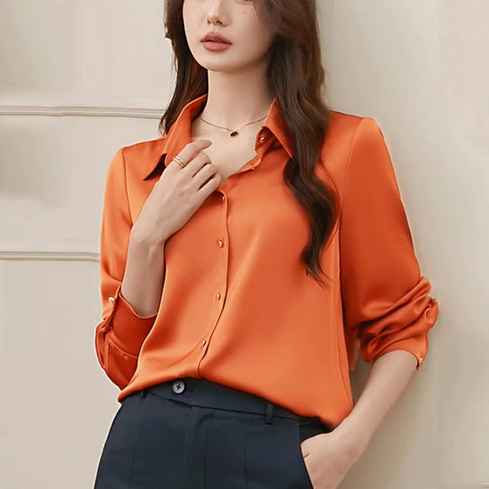 Livia | Elegante nachtblouse voor dames | Oranje