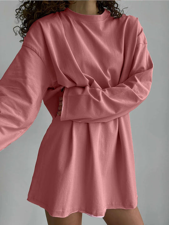 Luna | Dames Oversized Basic Pullover | Roze