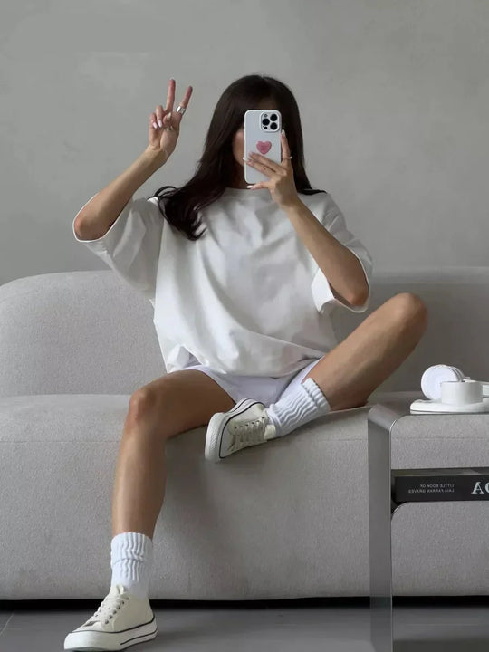 Mira | Dames Oversized Basic T‑Shirt | Wit