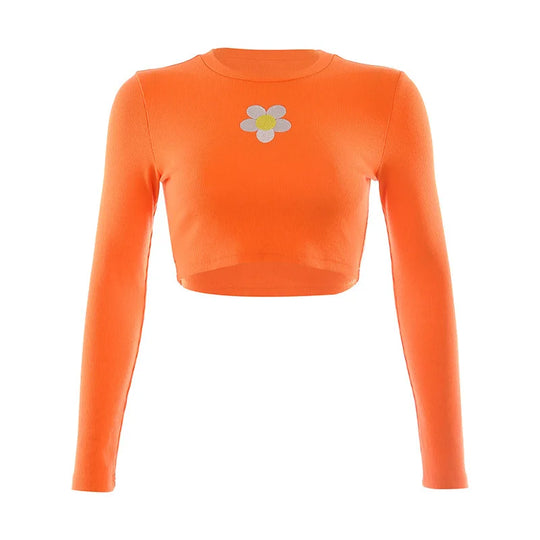 Fenna | Casual gebreide top met lange mouwen voor dames | Oranje