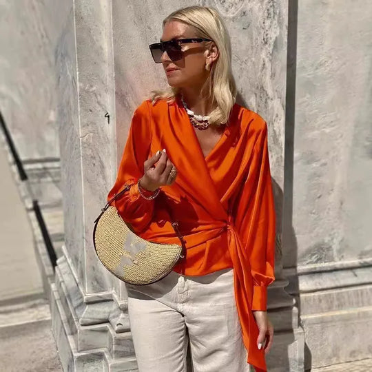 Sanne | Vrouwen Elegante Blouse | Oranje