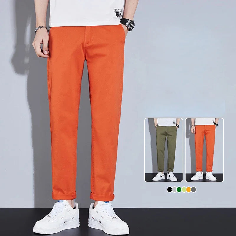 Dario | Casual straight-fit broek voor heren | Oranje