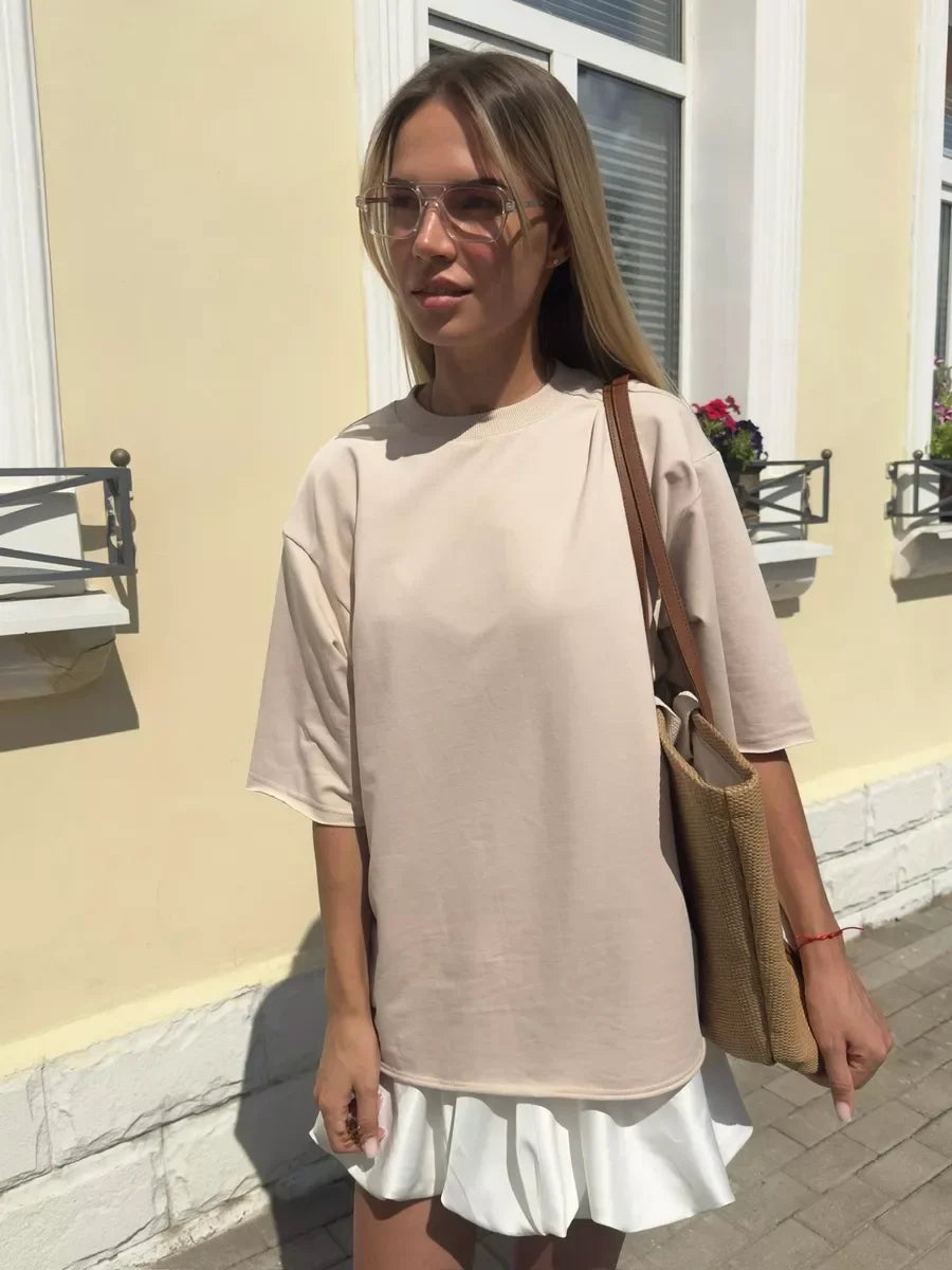 Mira | Dames Oversized Basic T‑Shirt | Wit