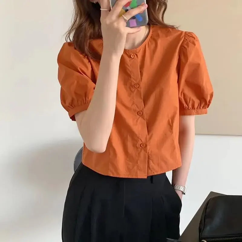 Lina | Vrouwen Elegante Blouse | Oranje