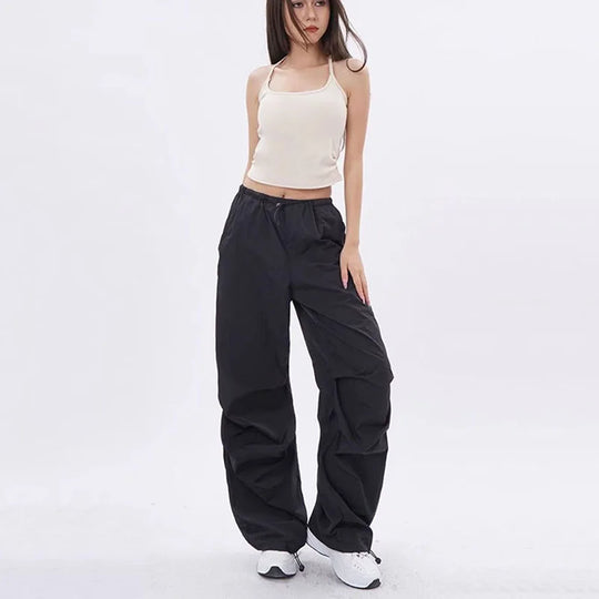 Lenzburg | Dames Oversized Parachute Broek | Zwart