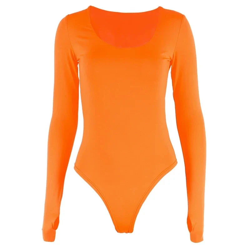 Luna | Vrouwen Neon Bodysuit | Oranje