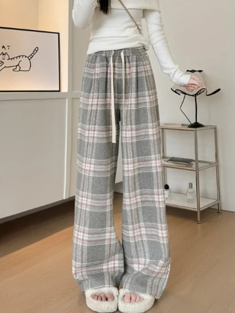 Stuttgart | Dames Oversized Geruite Broek | Zwart