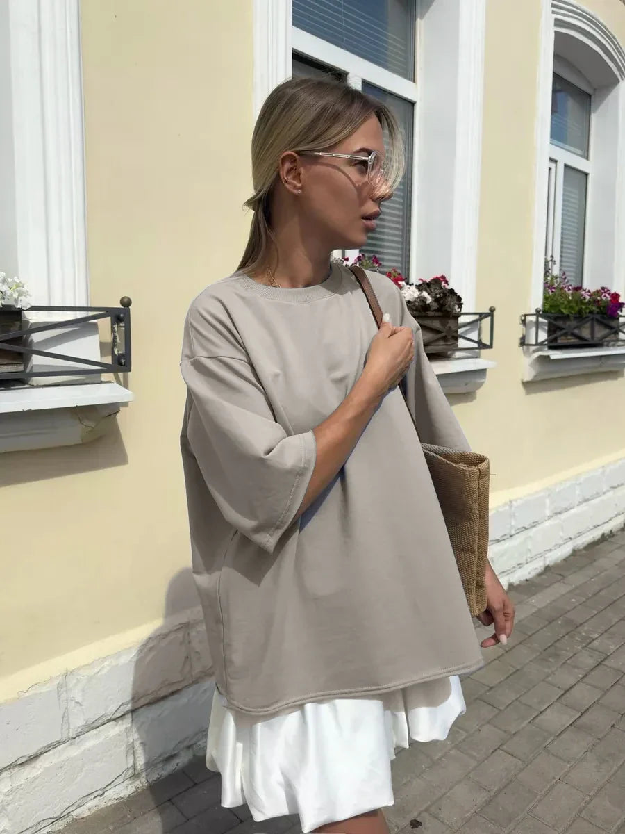 Mira | Dames Oversized Basic T‑Shirt | Wit