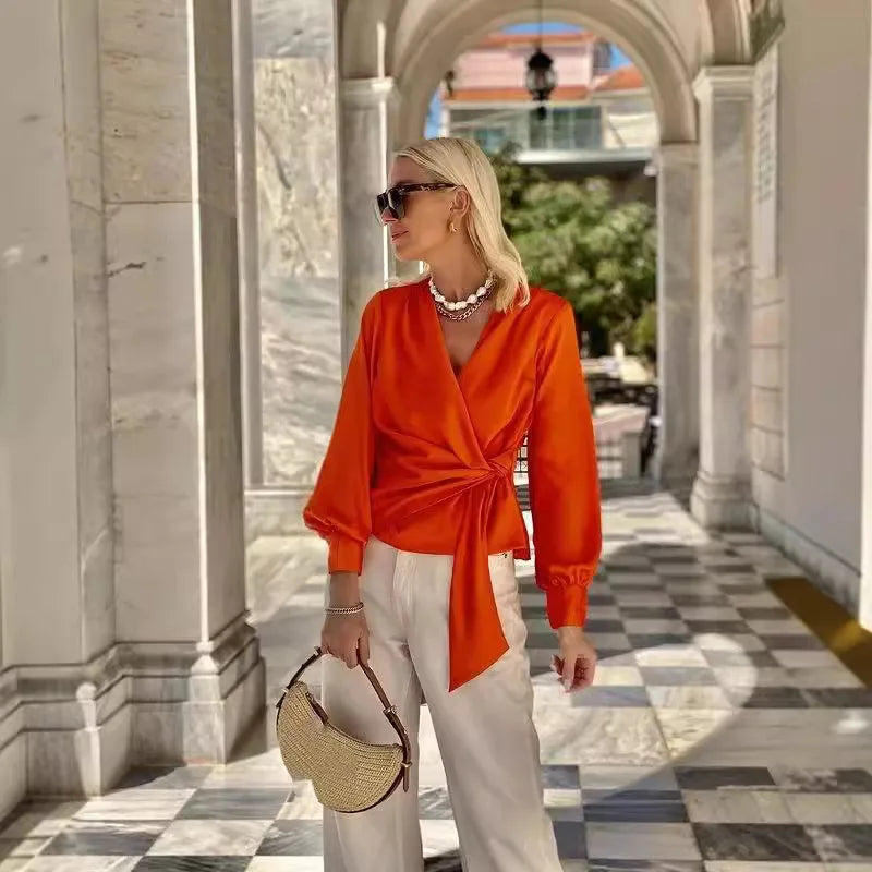 Sanne | Vrouwen Elegante Blouse | Oranje