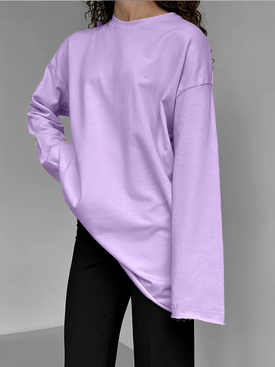 Luna | Dames Oversized Basic Pullover | Roze