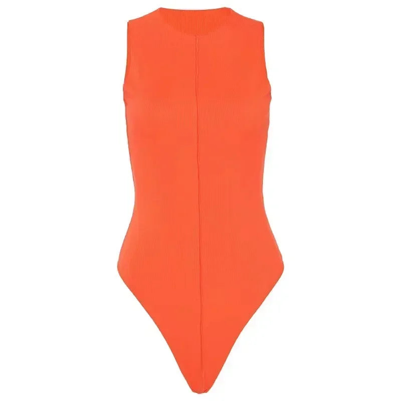 Liora | Mouwloze bodycon bodysuit voor dames | Oranje