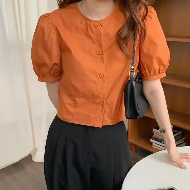 Lina | Vrouwen Elegante Blouse | Oranje