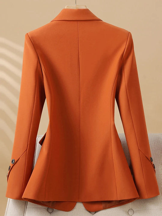 Elvira | Enkelrij blazer met lange mouwen | Oranje