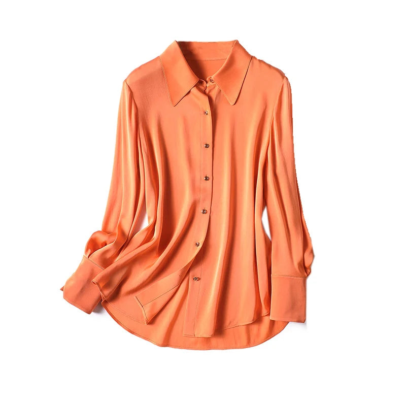 Livia | Elegante nachtblouse voor dames | Oranje