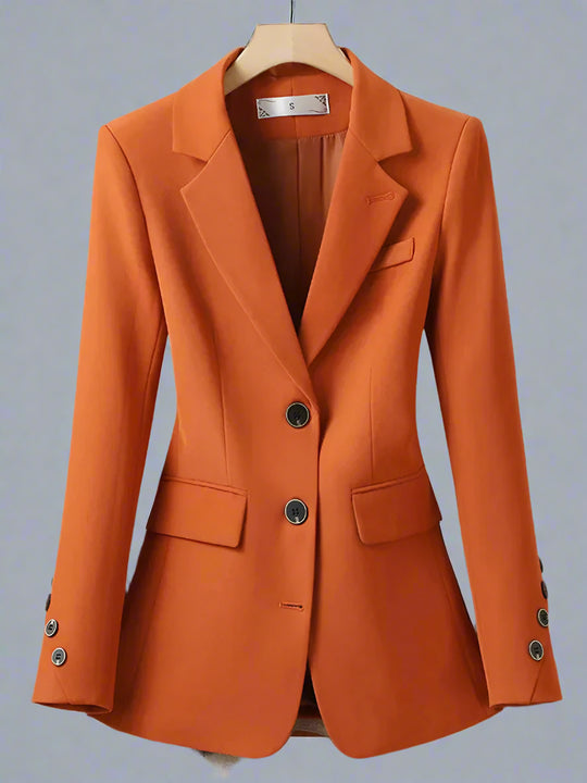 Elvira | Enkelrij blazer met lange mouwen | Oranje