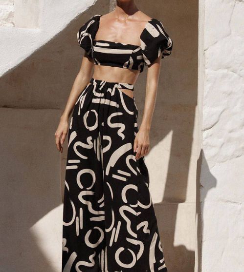 Olivia - Top en Rok Set met Abstracte Print